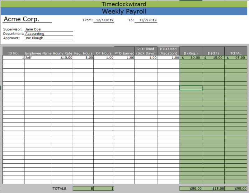 Weekly Timesheet Templates - Time Clock Wizard